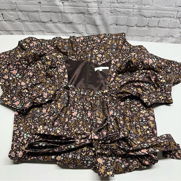 Rosie COTSWOLDS BROWN Floral Puff Sleeve Dress SZ Small - Picture 10 of 10